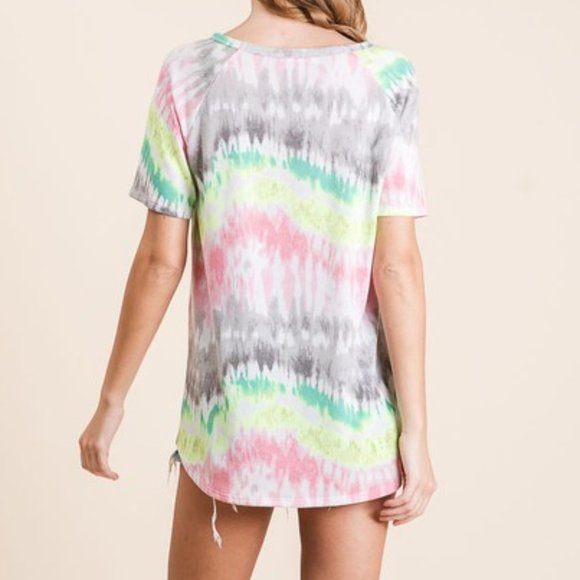 TIE DYE PRINT TOP WITH RAGLAN SLEEVES - Picture 3 of 11